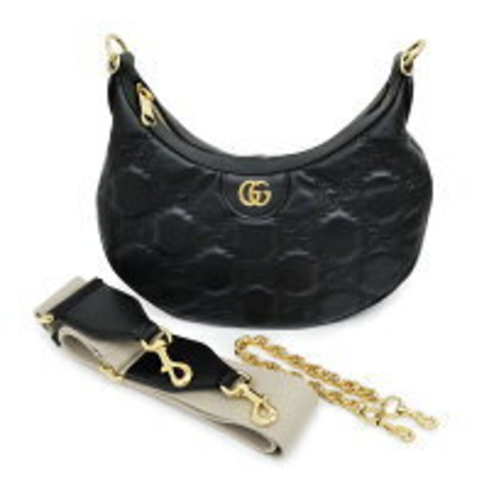Gucci GG Matelasse Shoulder Bag Black Hand Clutch Leather